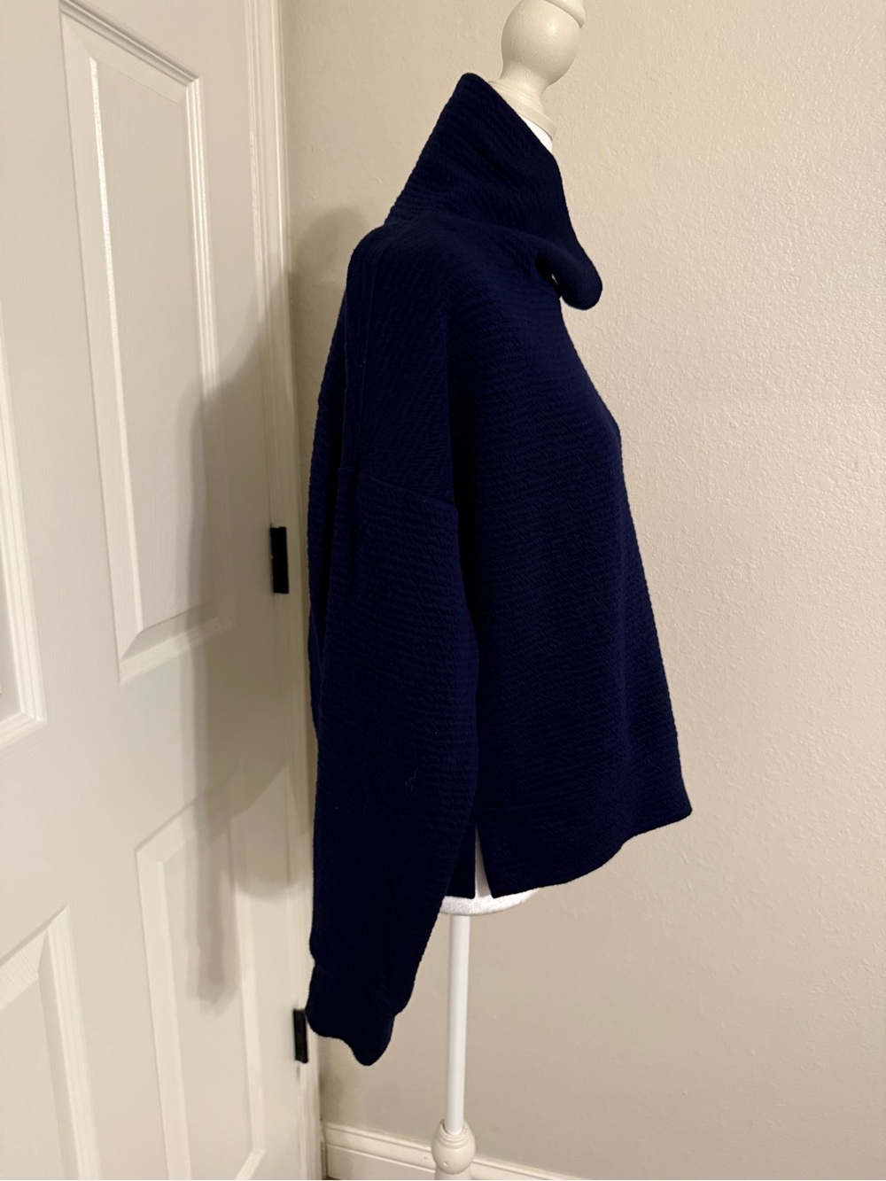 CALIA by Carrie Underwood Deep Navy Ribbed Cowl Sweater - Picture 3 of 7